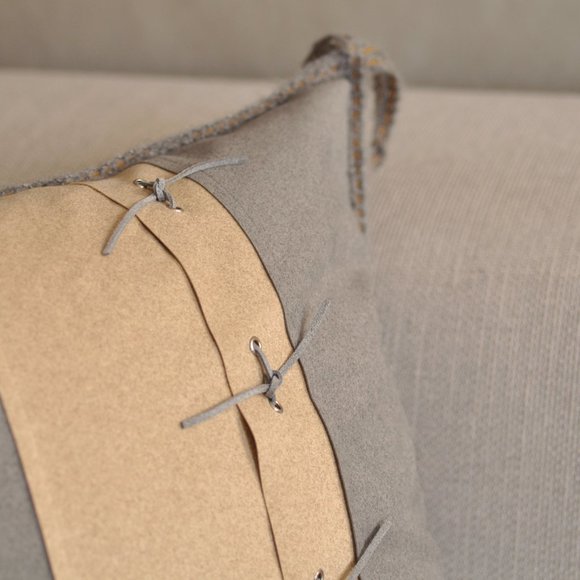 Luxe Suede, 2 Tone (sand & gray) Pillow Cover 20"x20" - Picture 3 of 4